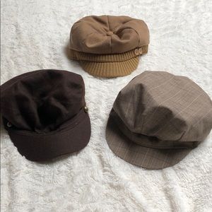 Tan and Brown Cabbie Hat Bundle of 3, One Size